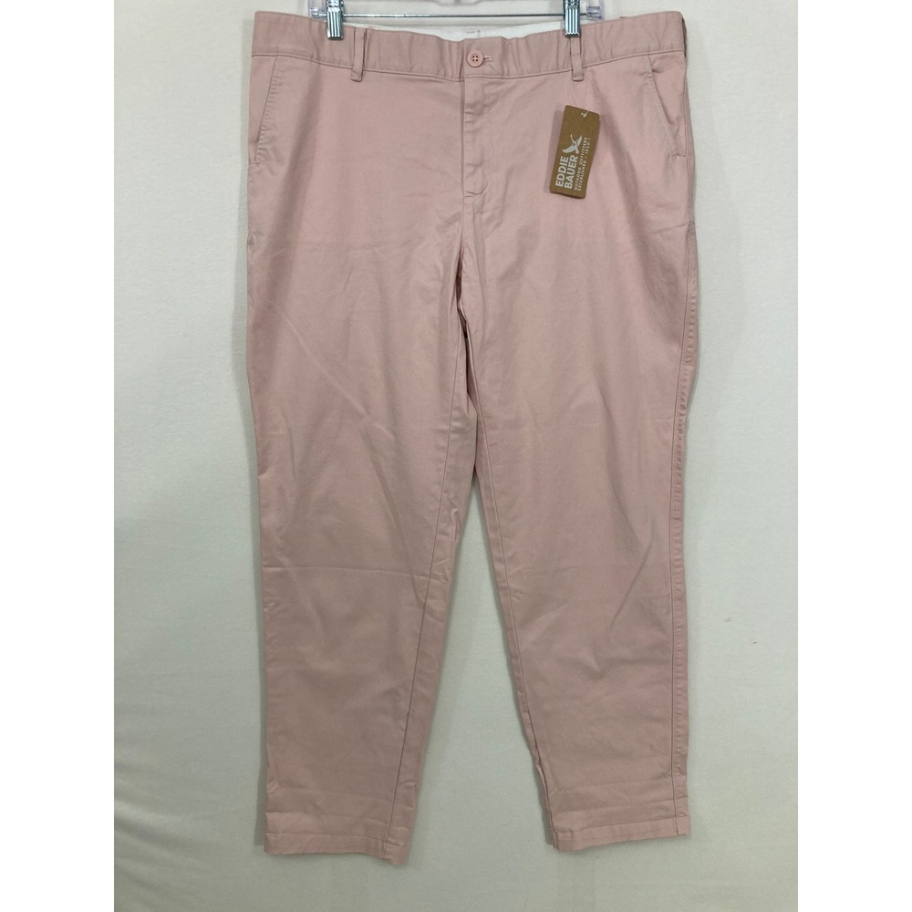 New Eddie Bauer Womens Boyfriend Pants size 18 Pink Slim Leg Mid Rise Chino